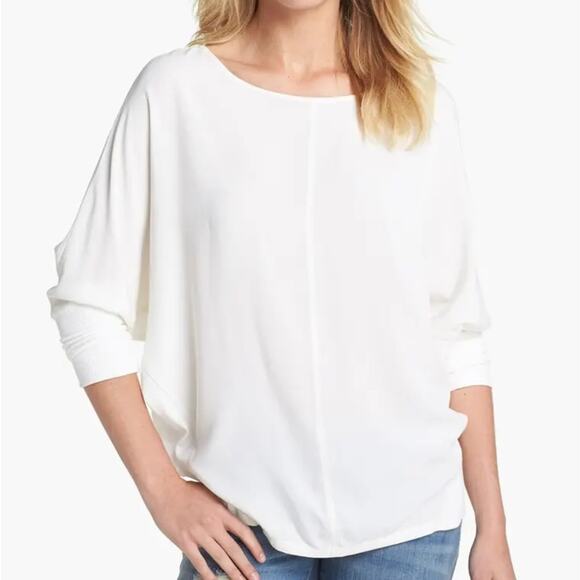 Two by Vince Camuto Dolman Sleeve Mixed Media Tee Size Small - Picture 1 of 12